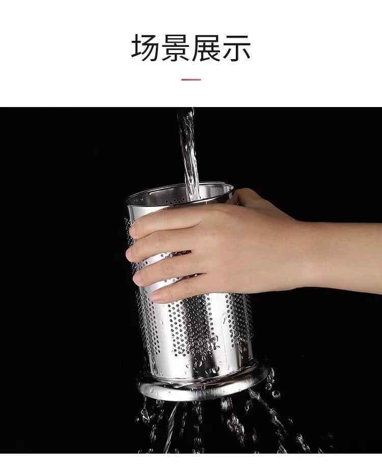 Factory direct sales of round stainless steel chopstick holders, restaurant straws, organizing and storage 筷笼 household closel-hole drain holders pic 3