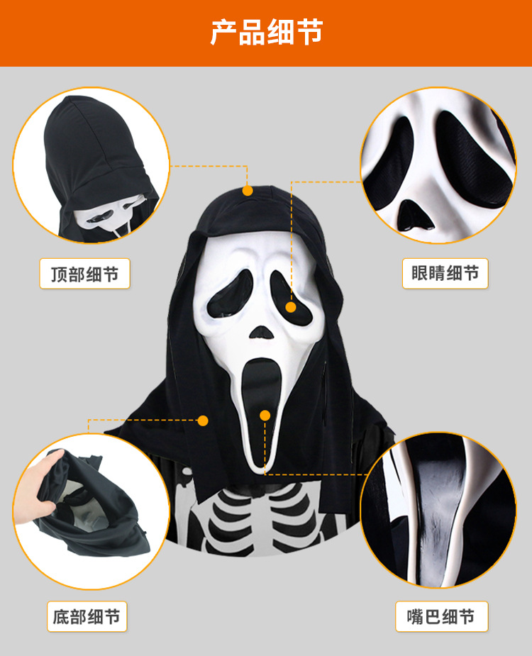 惊声尖叫恐怖面具头套化妆舞会骷髅头鬼脸头饰万圣节派对恶搞道具详情2