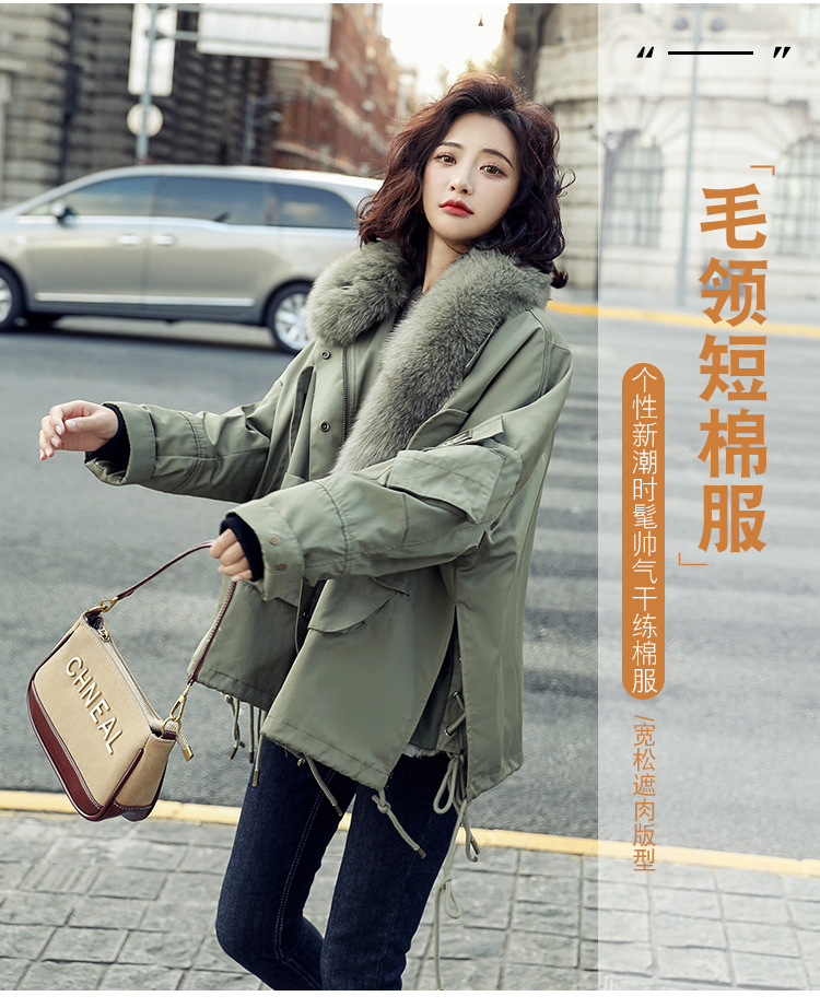 A loose 2020 new winter coat for women in Korean style, with fleece and thickening, a short and eye-catching cotton-padded jacket pic 1