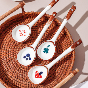 New Japanese ceramic spoons with high appearance standards, household cartoon long-handled soup spoons, tableware spoons and dessert spoons, can be printed with logos pic 7