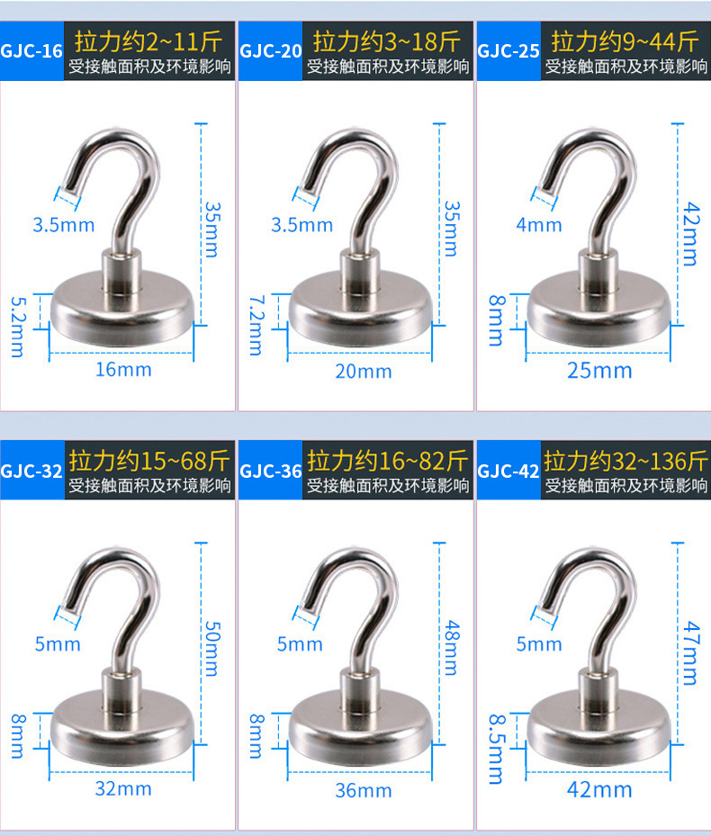 2022磁铁深海打捞器d42强力磁铁单面吊环圆形打捞磁铁吸铁石批发详情27