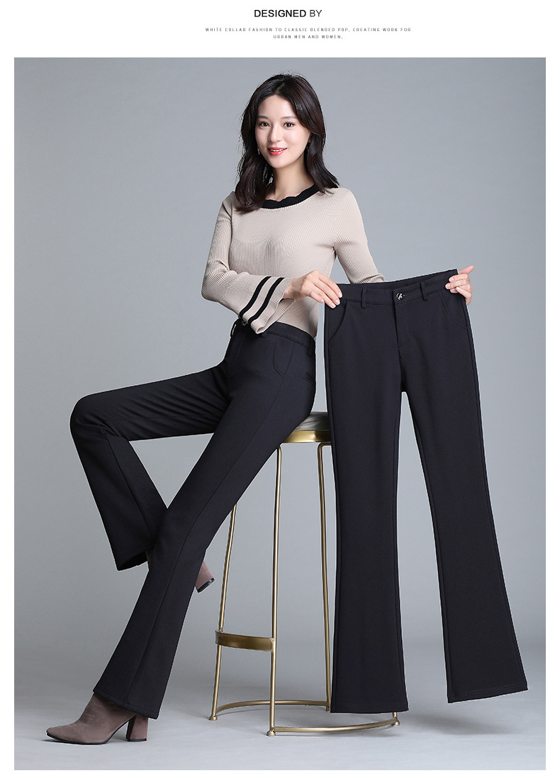 裤子女春夏西装裤女垂坠感高腰新款2023黑色小脚裤弹力女士休闲裤详情12