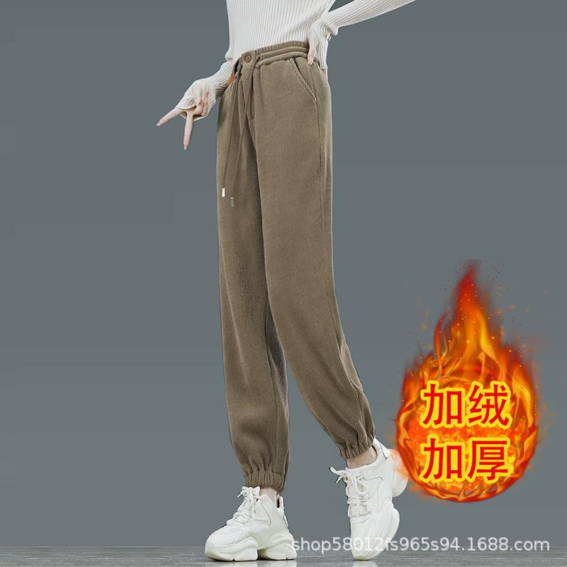 羊羔绒宽松哈伦女裤2024年秋冬新款加绒显瘦高腰加厚休闲束脚裤子详情4