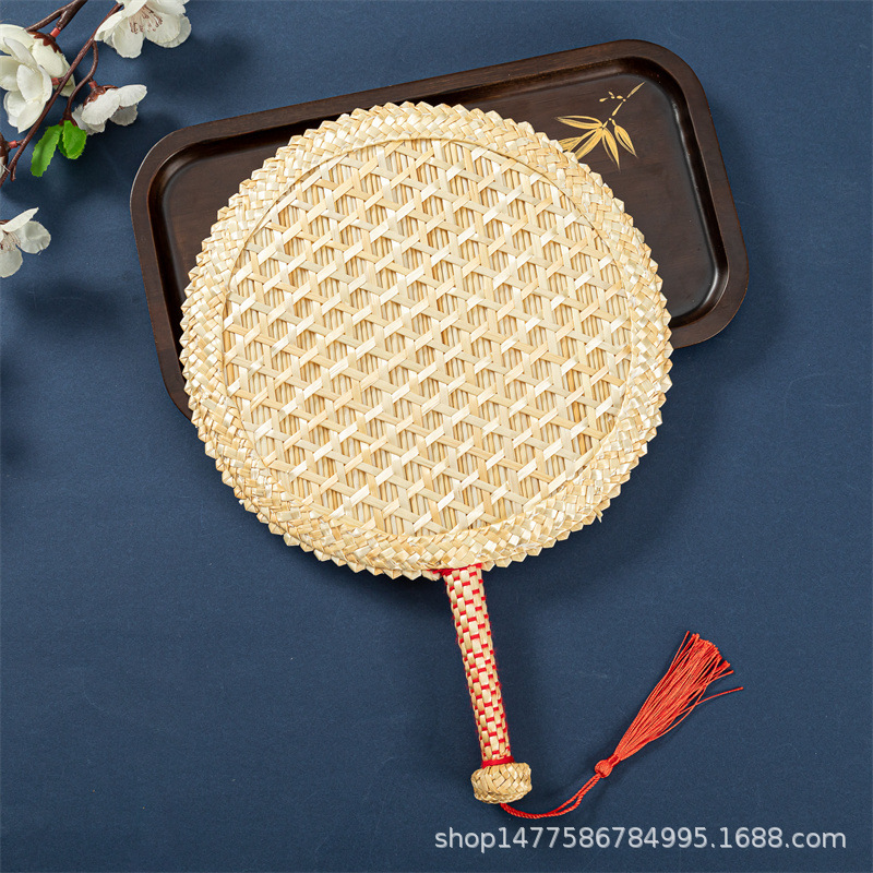 复古中国风古典麦秆带花蒲扇手编扇手摇扇扇子大蒲扇遛弯扇梅花扇详情9