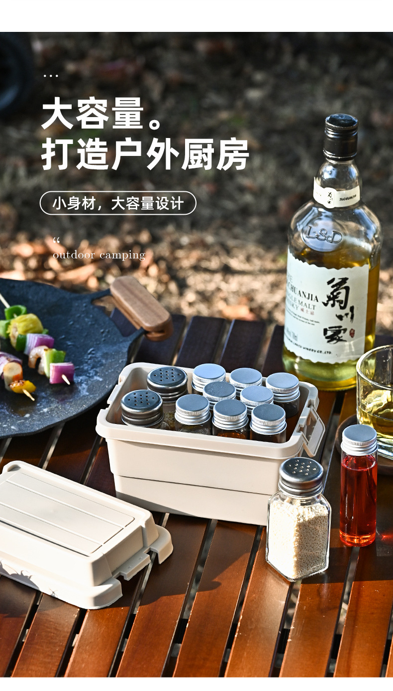 Camping seasoning bottle storage box, mini small storage box, outdoor desktop multi-functional storage box, miscellaneous bucket pic 2