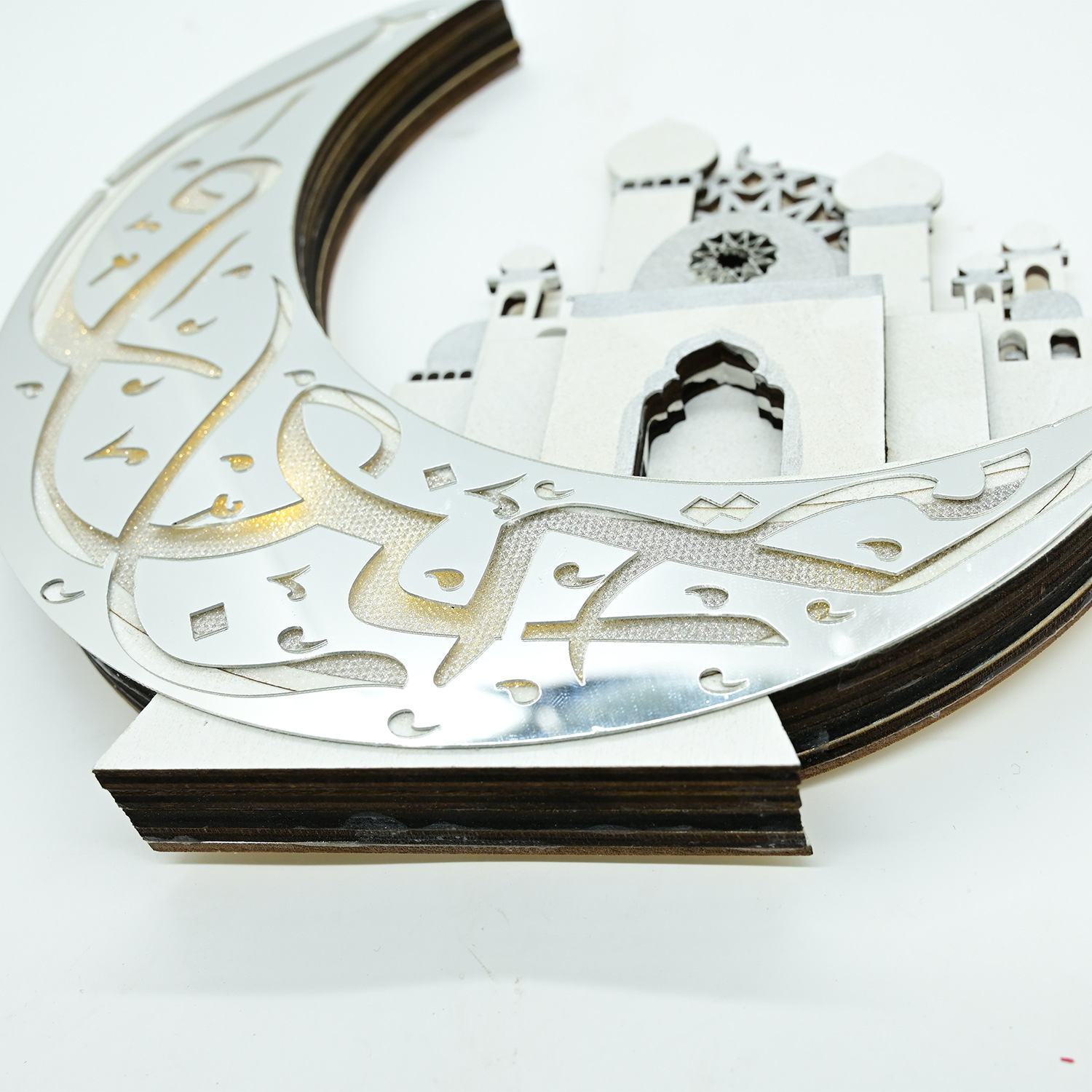 新款穆斯林LED立体木质城堡摆件 伊斯兰古尔邦节装饰品摆饰详情20