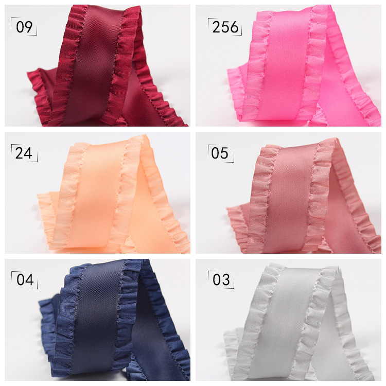 Dingxin Korean imported woven tape, polyester ruffled edge, ruffled edge, skirt edge ribbon, diy handmade hair accessory, bow ribbon pic 14