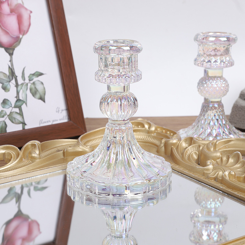 Creative home minimalist ins glass candlestick, home candle base, dining table candle stand pic 7