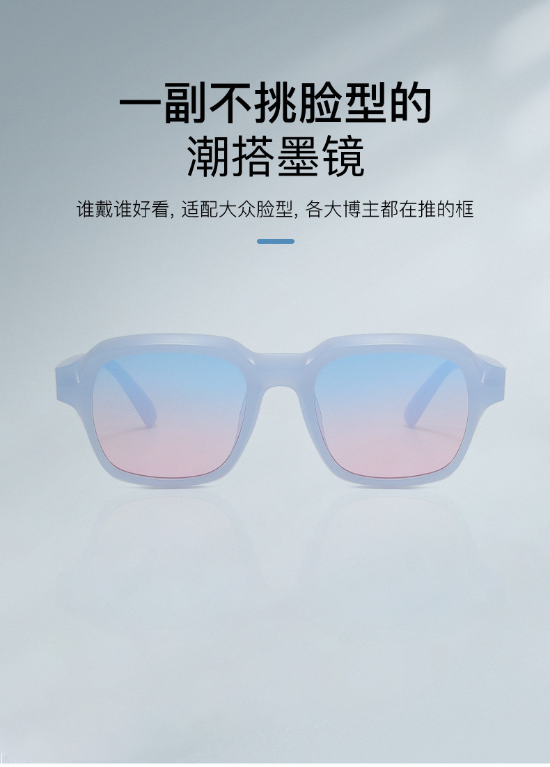 跨境 新款店长热推复古太阳镜 欧美时尚多边形黑色墨镜女太阳眼镜详情3
