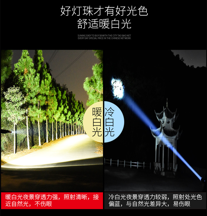 新款强光手电筒SST40LED灯泡2000流明超亮铝合金防水户外手电批发 pic 13