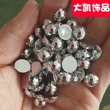 1.5-25mm gold and silver semi-circular pearls, flat-bottomed ABS semi-circular pearls, diy nail art, gold and silver electroplated pearls pic 2