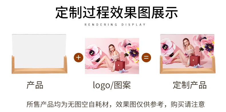 U-shaped wooden base DIY printing heat transfer acrylic photo frame heat sublimation blank display stand acrylic photo frame creative home decoration other categories pic 4