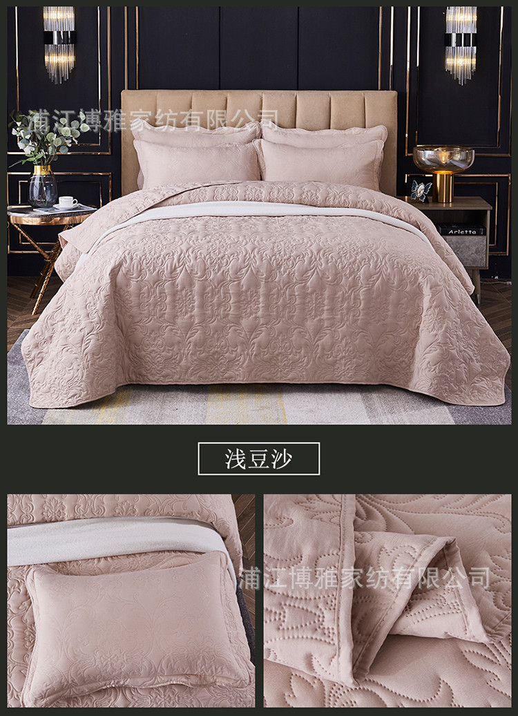 Three-piece set of printed ultrasonic pure cotton bed covers for cross-border Amazon from Europe and America, plain washed cotton bed covers pic 20