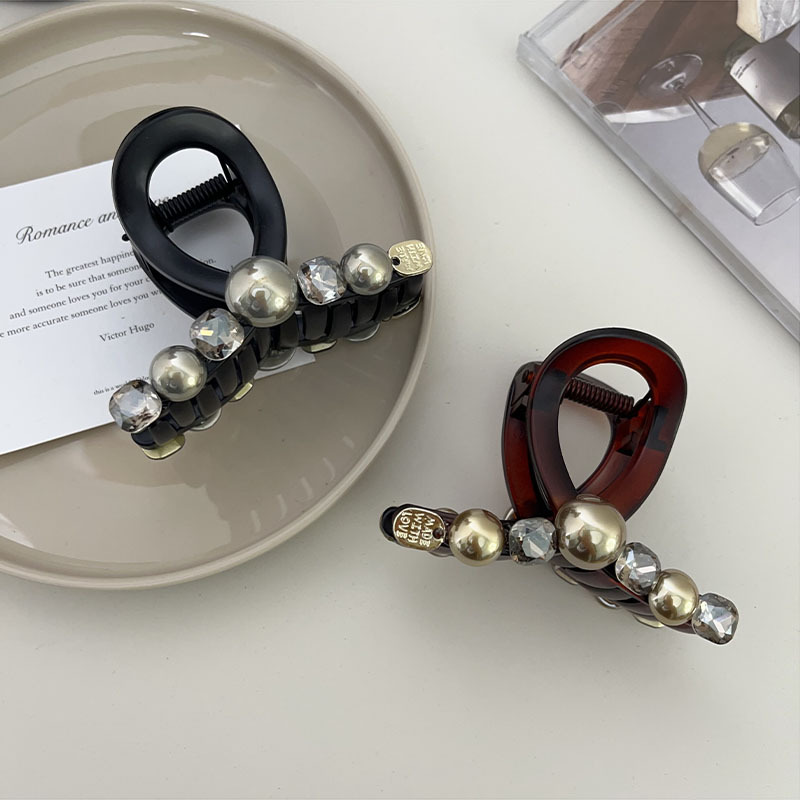 新款醋酸发夹刘海边夹韩国新款精致高级感简约珍珠一字鸭嘴夹发饰详情3