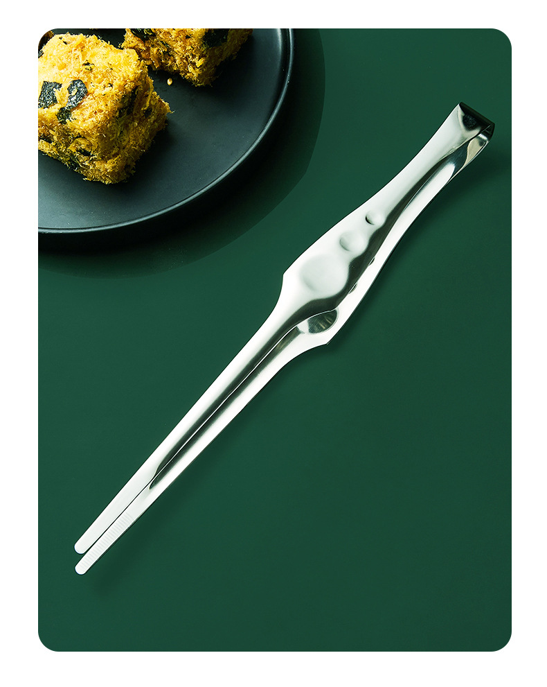 Mutual exchange 9-inch 304 stainless steel food tongs, bread tongs, barbecue tongs, food tongs, pastry tongs, dessert tongs, fruit tongs, public spoons, household soup spoons, serving chopsticks and spoons pic 13