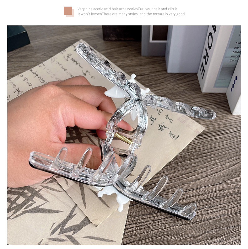 新款发饰抓夹云朵仿古风亚克力材质大号后脑盘发夹一字款头饰发卡详情9