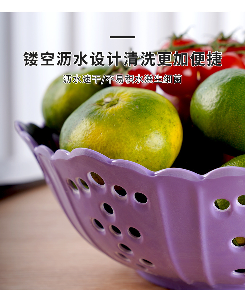 Fashionable octagonal hole hollowed-out Chenjing best-selling melamine fruit plate, imitation porcelain creative fruit basket, kitchen draining basket, vegetable basket pic 15