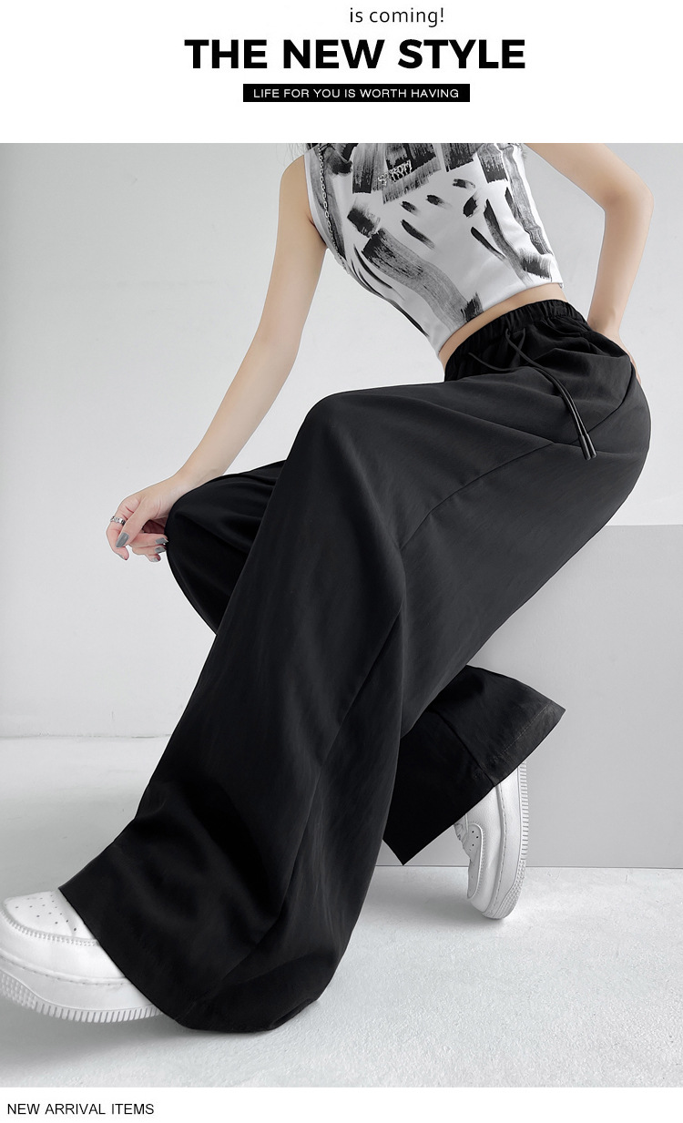 冰丝山本休闲裤女2024夏季新款高腰宽松直筒防晒垂感日系阔腿裤潮详情65