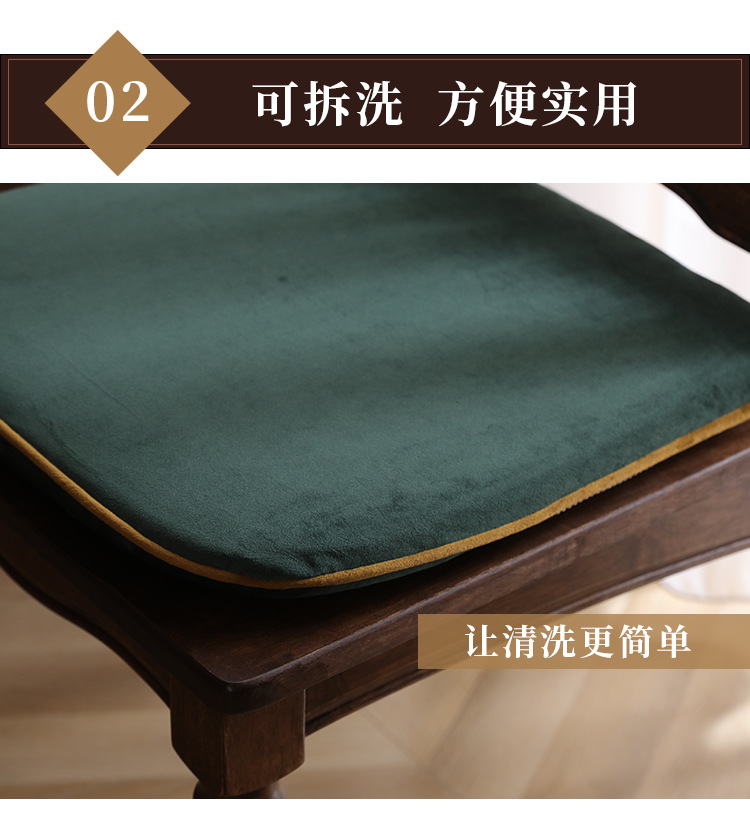 Wholesale of home Chinese-style dining chair and stool cushions with straps, velvet anti-slip seat cushions, solid color in winter, detachable and washable pic 12