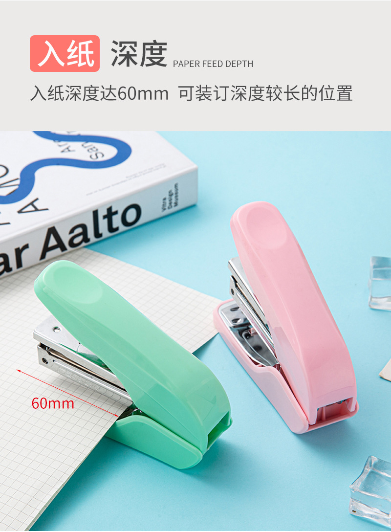Factory direct supply of labor-saving large stapler, macaron color No. 12 binding machine, portable thickened office stapler pic 10