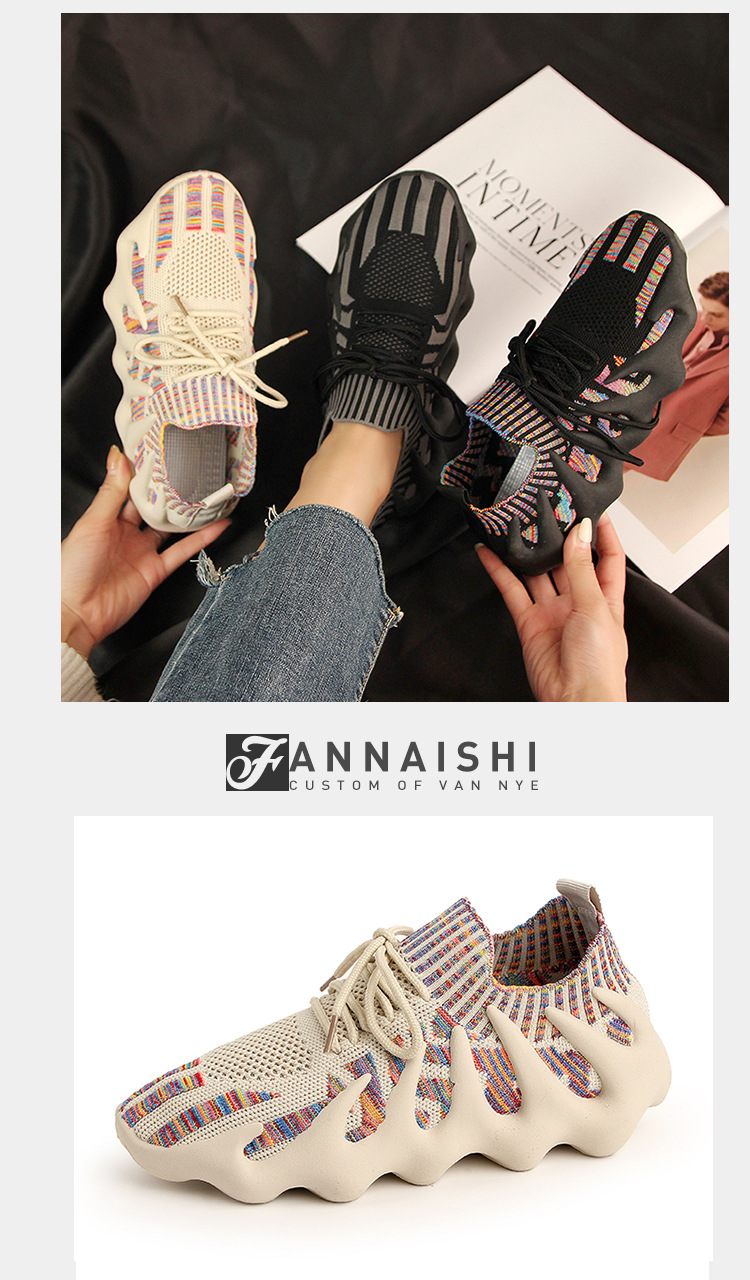 飞织椰子鞋女夏季薄款老爹透气八爪鱼火山袜子鞋休闲跑步运动女鞋详情3