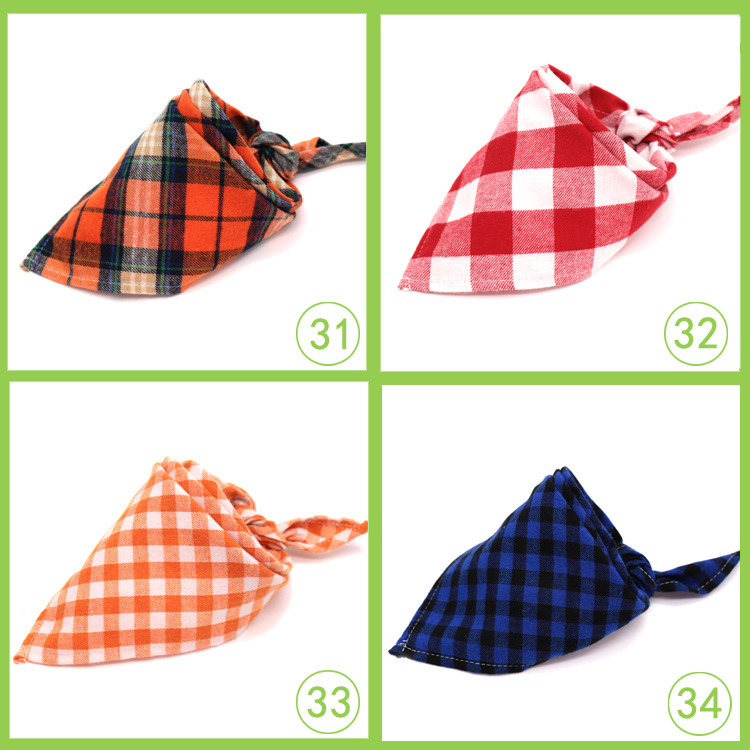 Pet scarf: Fashionable Scottish style checkered dog drool towel, thickened velvet cotton pet triangle towel pic 9