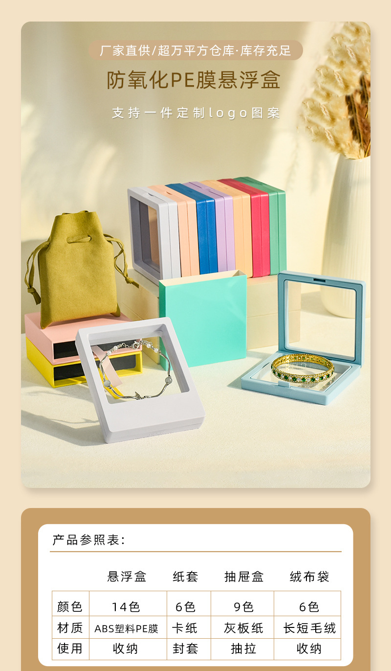Film display suspended pe jewelry box, wearable armor transparent storage packaging box, necklace ring jewelry box pic 1