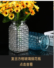 Simple transparent glass vase, two-color diamond, fresh and delicate flower arrangement, retro colorful craft display piece pic 10