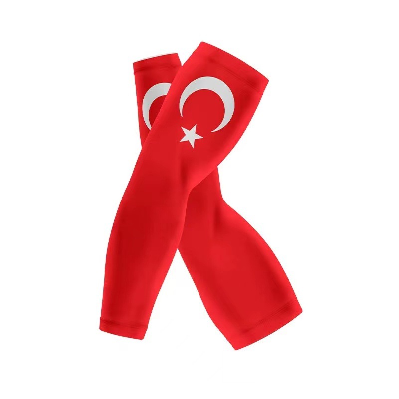 亚马逊热销冰丝旗帜冰袖世界杯足球防晒袖套户外运动遮阳护臂批发详情15