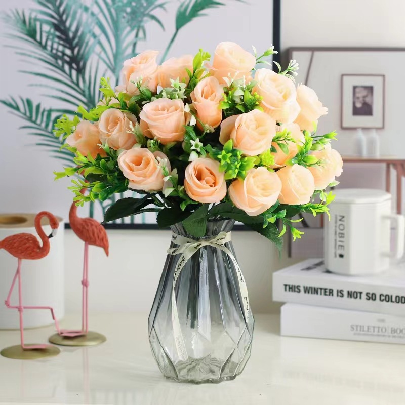 客厅工艺品摆设塑料假花仿真干花束装饰盆栽餐桌绢花茶几摆件花艺详情2