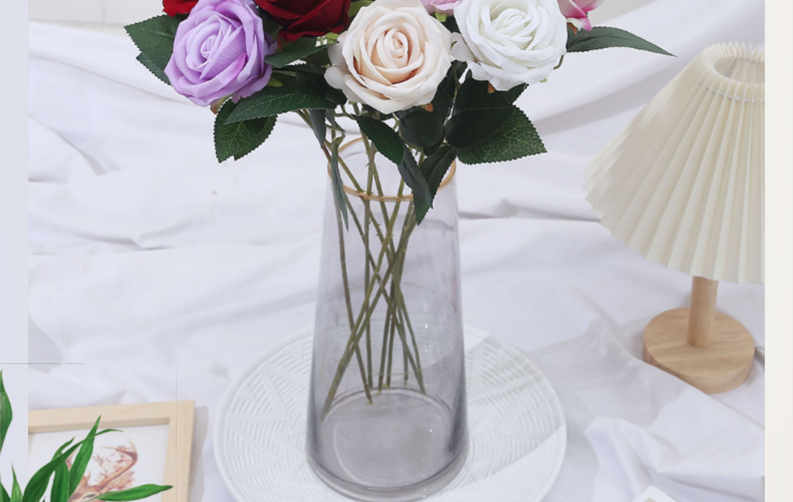 单支手感绒布仿真玫瑰花玫瑰瀑布情人节婚礼花束插花花墙装饰假花详情2