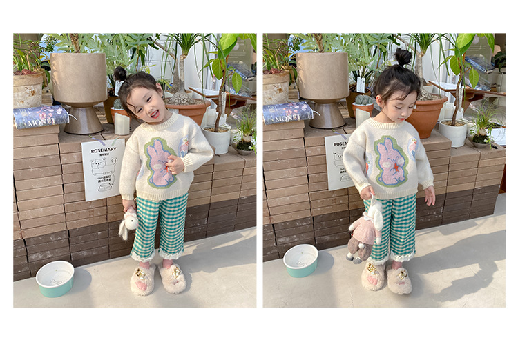 2022 осенняя и зимняя новая одежда для девочек в маленьких кроличьих свитерах, вязаные свитера для девочек с длинными рукавами и шерстяной одеждой для детей с короткими рукавами pic 13
