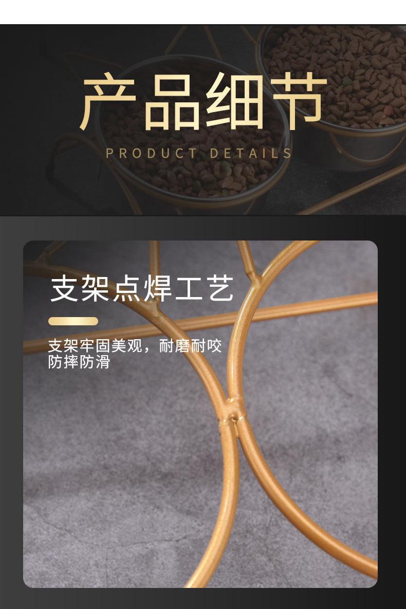 High-quality stainless steel pet bowl with iron stand to prevent knocking. Double bowl for cats, suitable for both eating and drinking. Dog food bowl pic 7