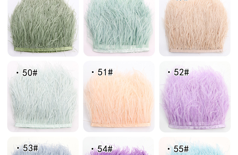 彩色鸵鸟毛布边10-15CM舞台礼服舞蹈服裙边服装辅料羽毛花边详情15