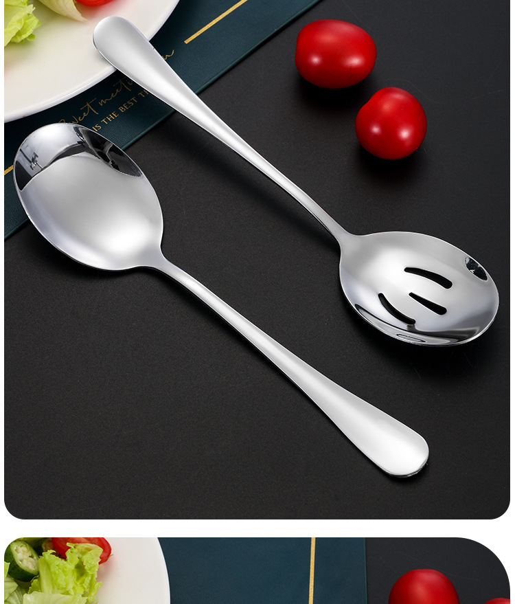 Stainless steel tableware, public spoons, household thickened long-handled serving spoons, restaurant buffet serving spoons, large serving spoons, hotel pic 16