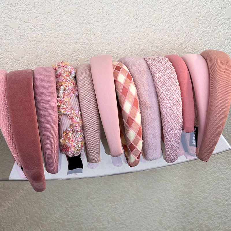 Pink high top wide hair band for women 2023 autumn/Winter new headband, face wash hair tie, versatile hairpin, popular headwear pic 6