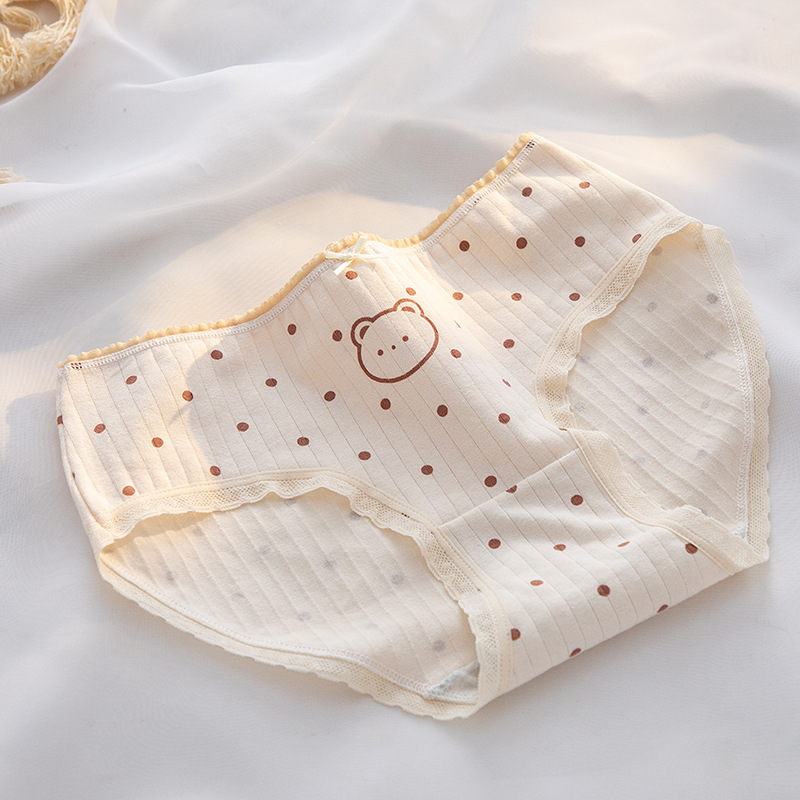 新款内裤女纯棉中腰日系肤色小熊少女包臀纯棉内裆女士三角裤详情22