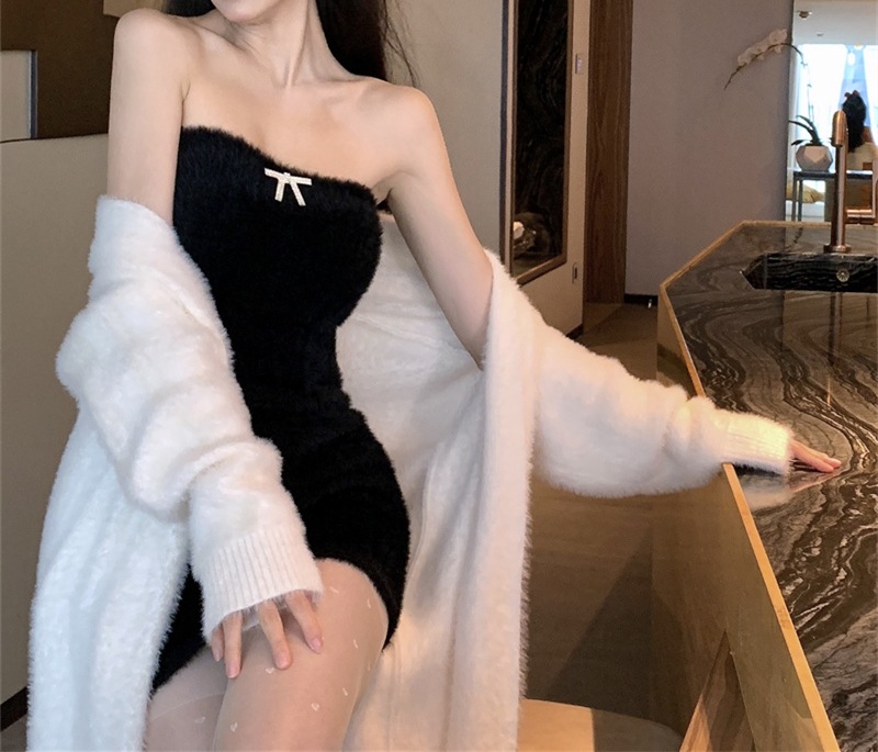 2023 Spring and Autumn laid-back and loose, knee-length, thickened, pure imitation mink fleece knitted sweater cardigan for women pic 29