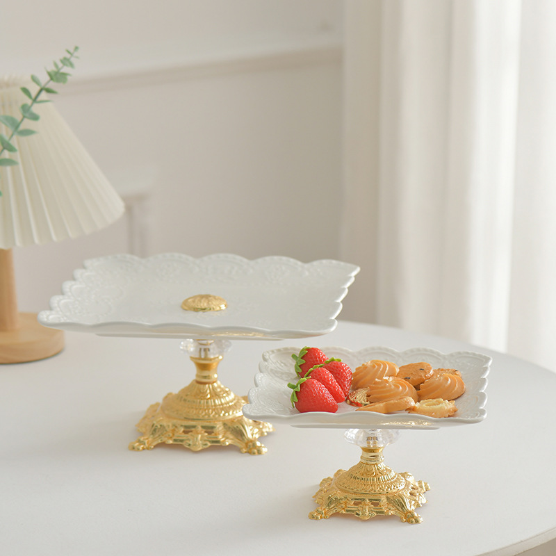 跨境简约果盘客厅茶几家糖果盘蛋糕底轻奢时尚工艺品摆件厂家批发详情1