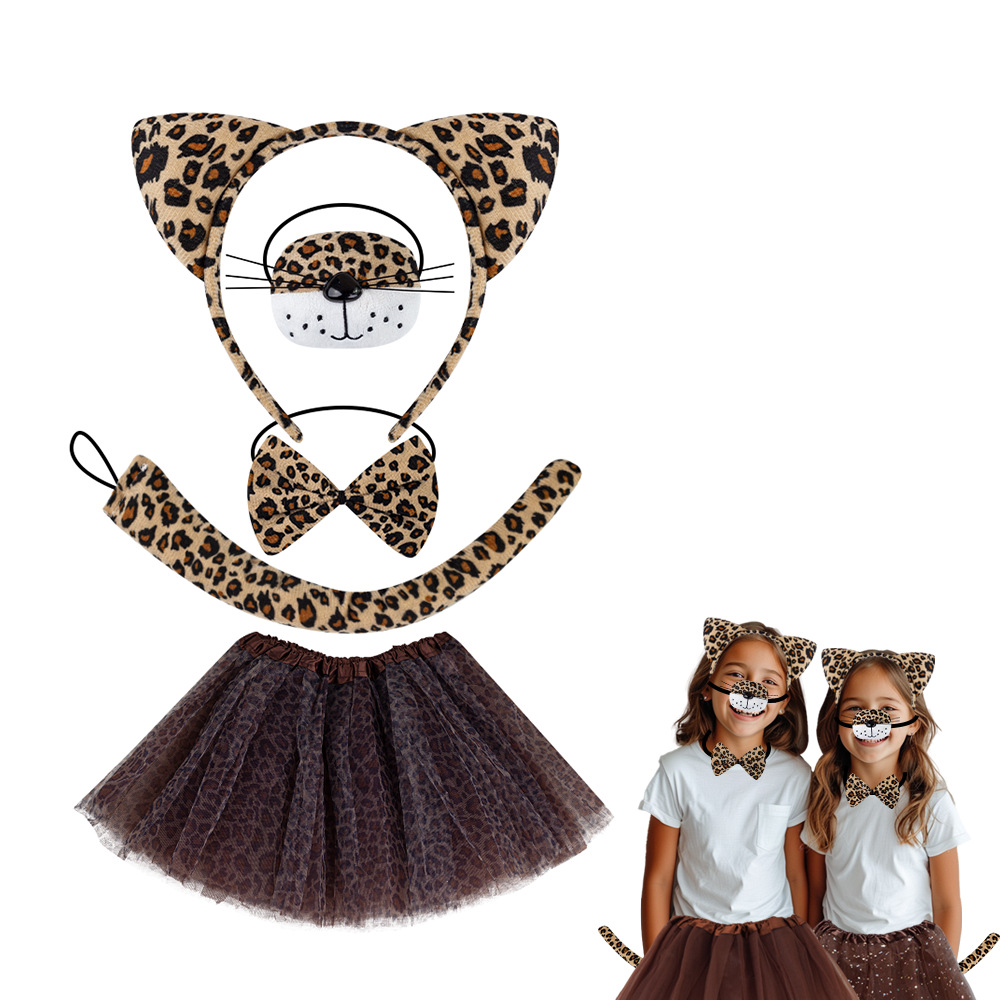 Children perform headwear, small leopard animal headbands, while adults act as party props, headbands and cute headbands pic 3