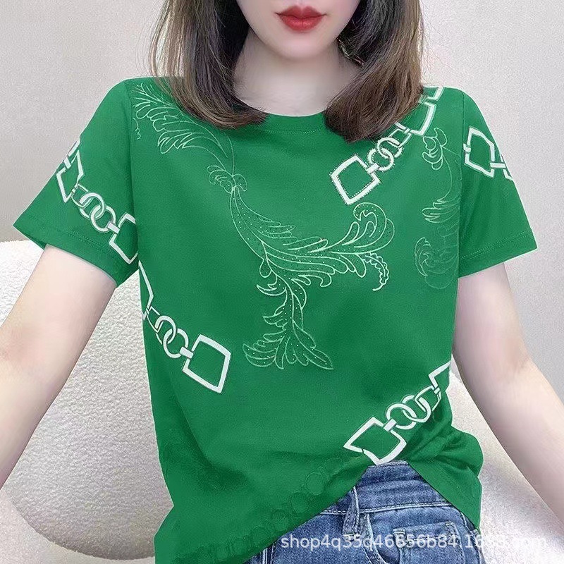 跨境外贸夏季新款韩版女装短袖t恤女式宽松大码印花t上衣地摊批发详情37