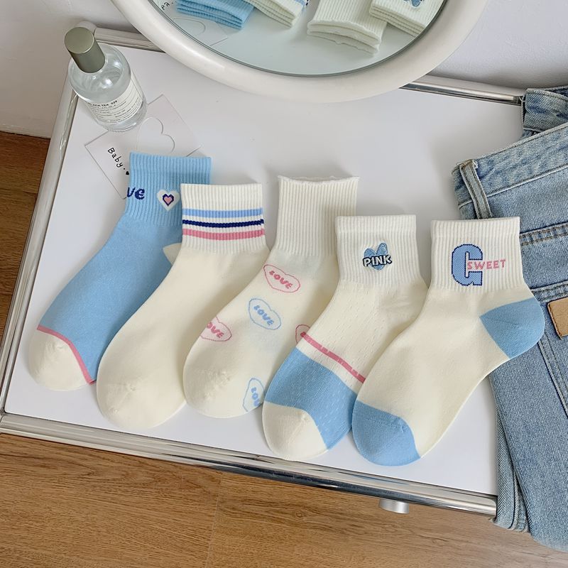 无骨袜子女五分袜春夏薄款短筒网眼透气防臭运动袜精梳棉学生短袜详情7