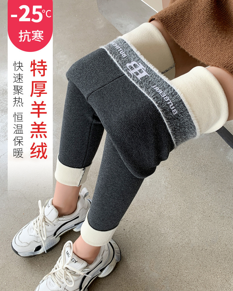 Yiwu autumn and Winter new style fleece and thickened leggings for women to wear on the outside, high-waisted, large-sized, slimming, elastic and warm cotton pants pic 1