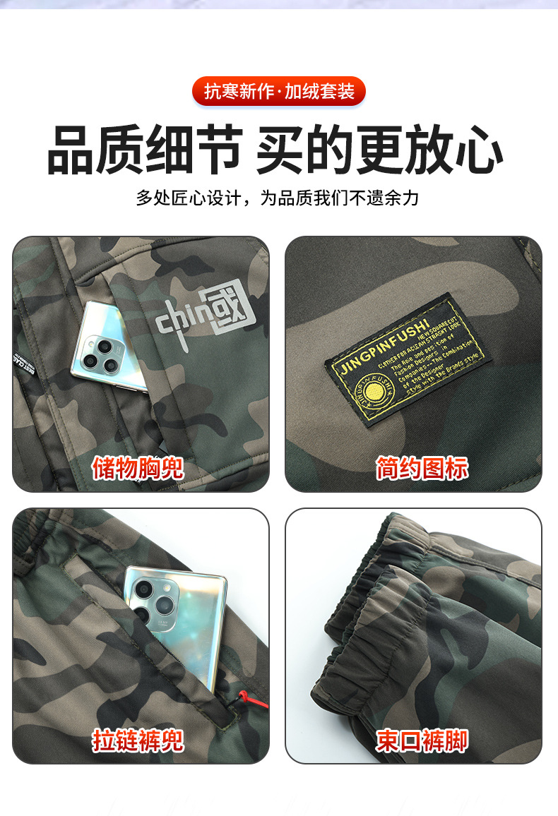 冬季工作服棉衣加绒加厚棉袄套装耐磨迷彩大衣劳保工作服北极厚绒详情8