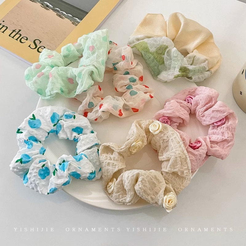 韩系大肠圈毛线发圈ins复古简约百搭布艺发绳肥肠头绳女发饰批发详情7