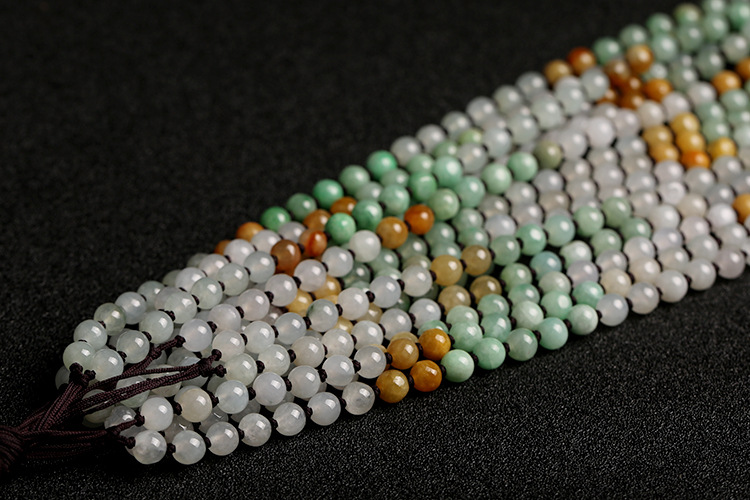 Natural premium jadeite A-grade round beads 5mm woven necklace rope round bead pendant hanging rope jadeite bead chain pic 8