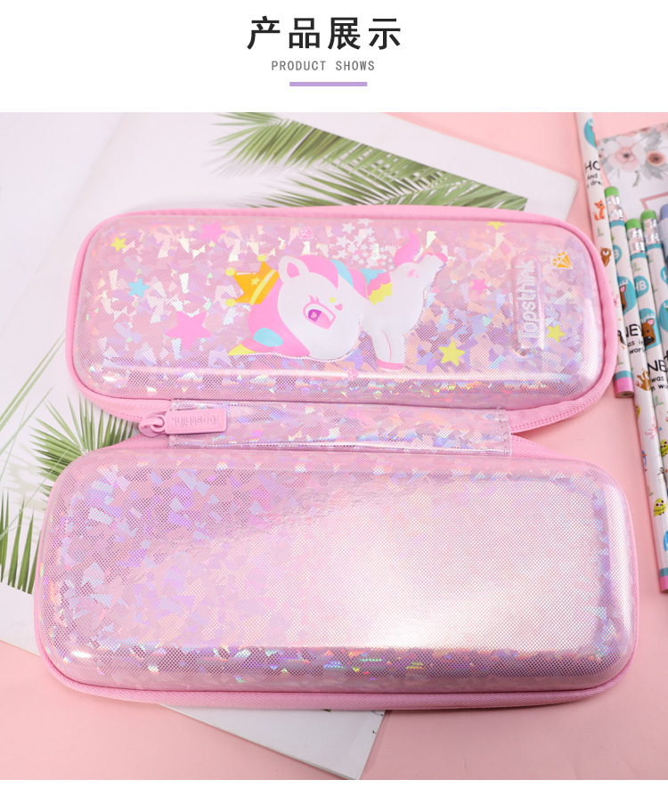 TOPSTHINK Fashion 3D Unicorn EVA material cartoon pen case Large Capacity Creative stationery bag Simple and niche hand-held silicone pen case pic 25