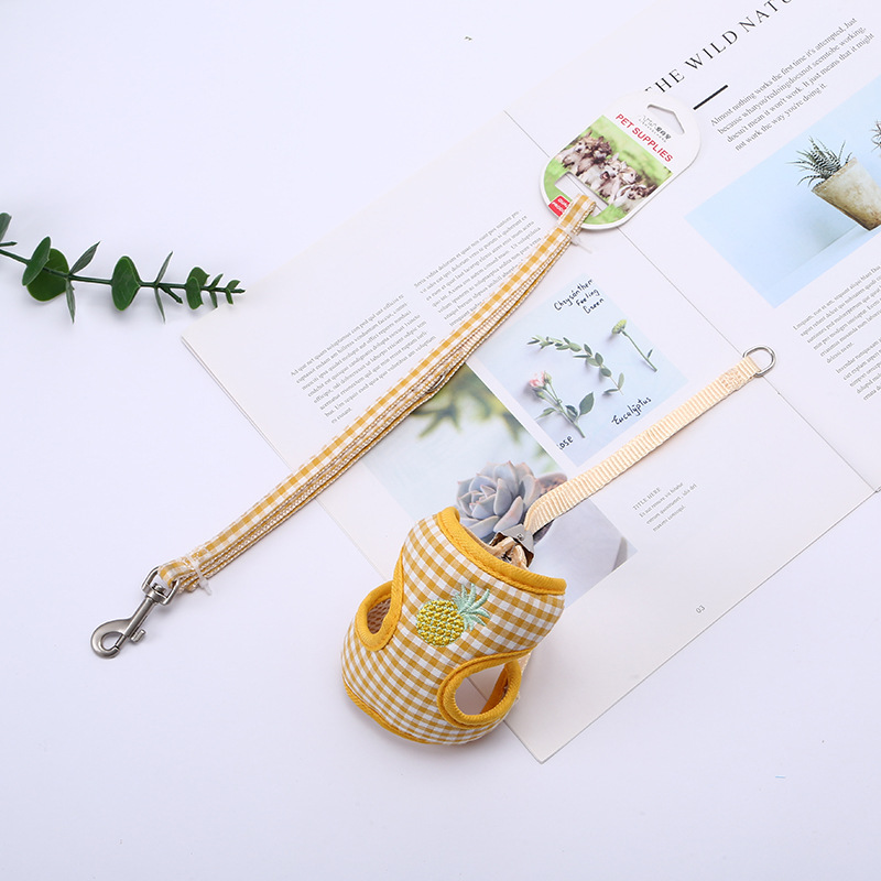 Pet cats and dogs, fruit lace-up, belly band, chest and back anti-escape, breathable and adjustable vest type leash, cross-border pic 11