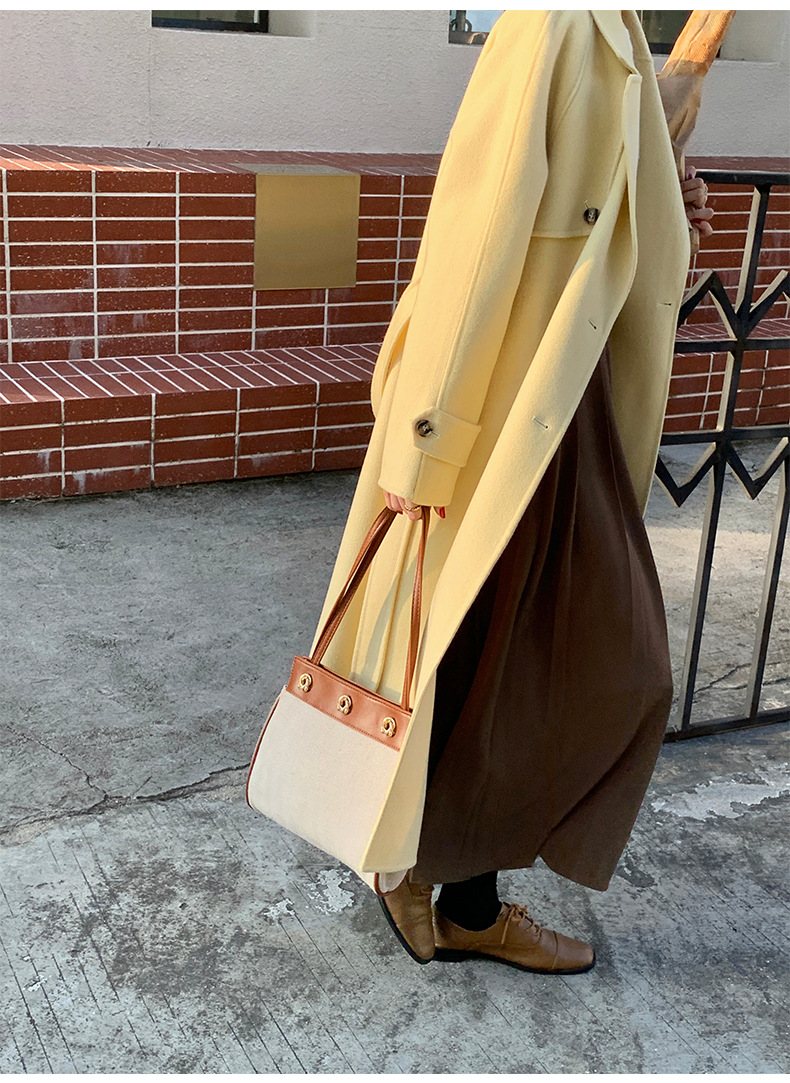 Q469 Dongdaemun Double-sided Cashmere Coat Korean version Autumn and Winter New Style Wool Tie suit collar woolen coat for women pic 33