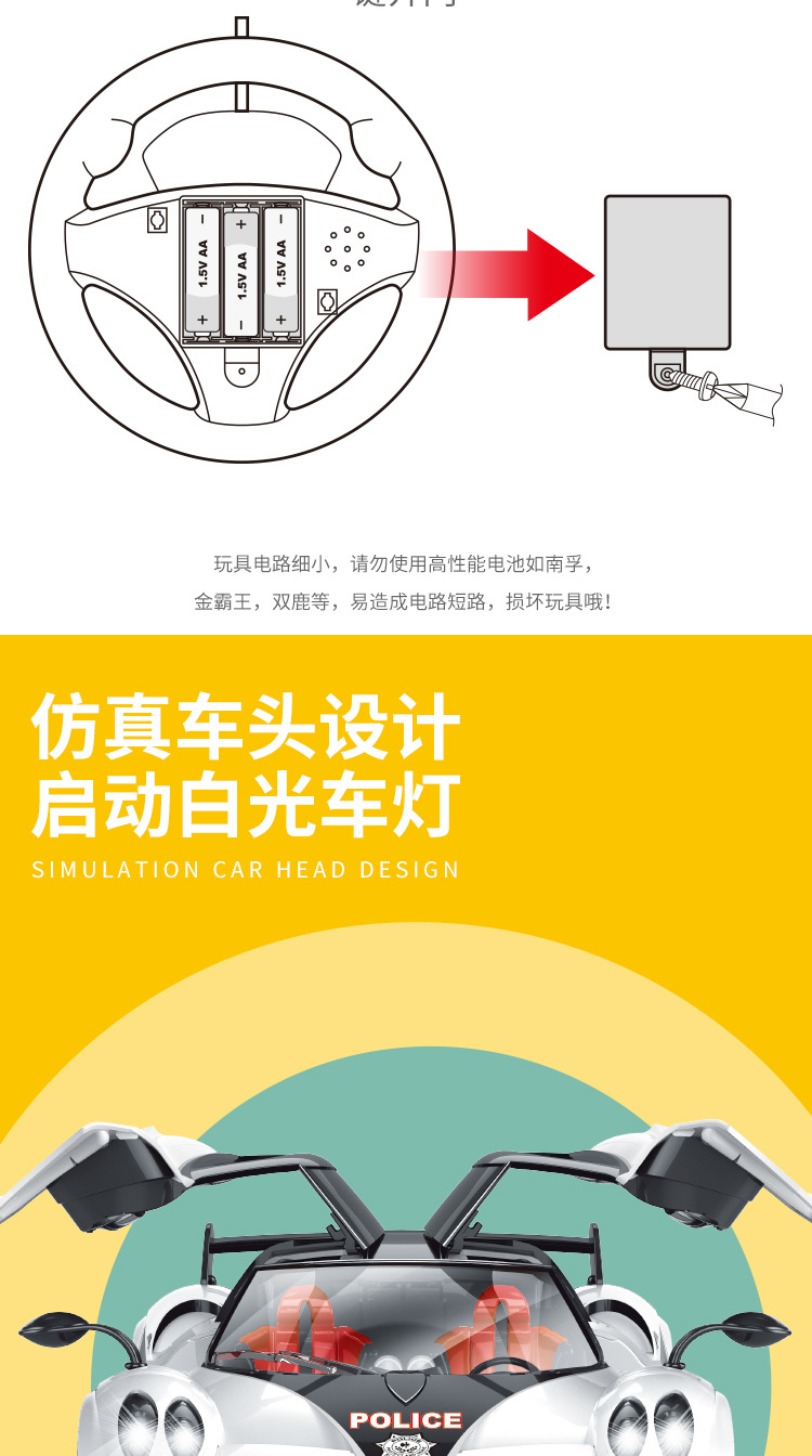 Wireless remote control car five-way electric simulation model 1:12 Pagani door opening package electric street stall toy wholesale gift pic 3